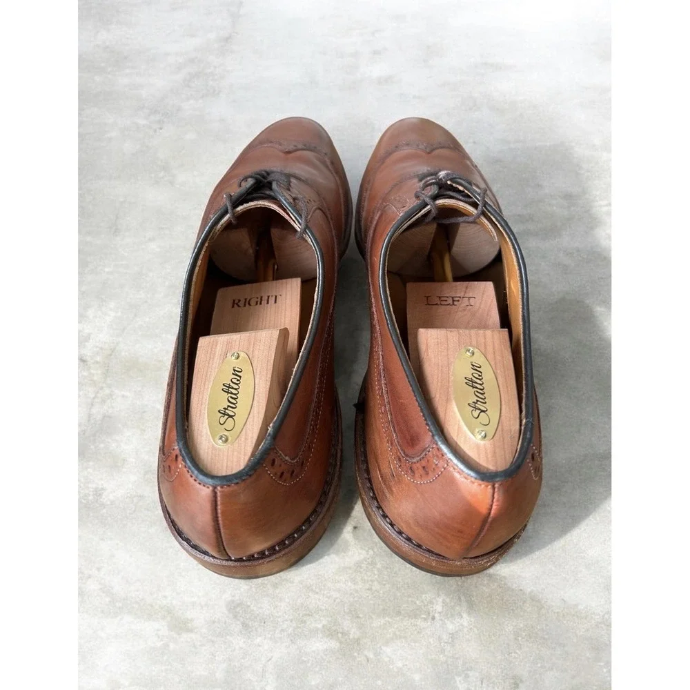 Allen Edmonds McAllister Wingtip Oxford Shoes 8.5 D Brown Calfskin Leather $450